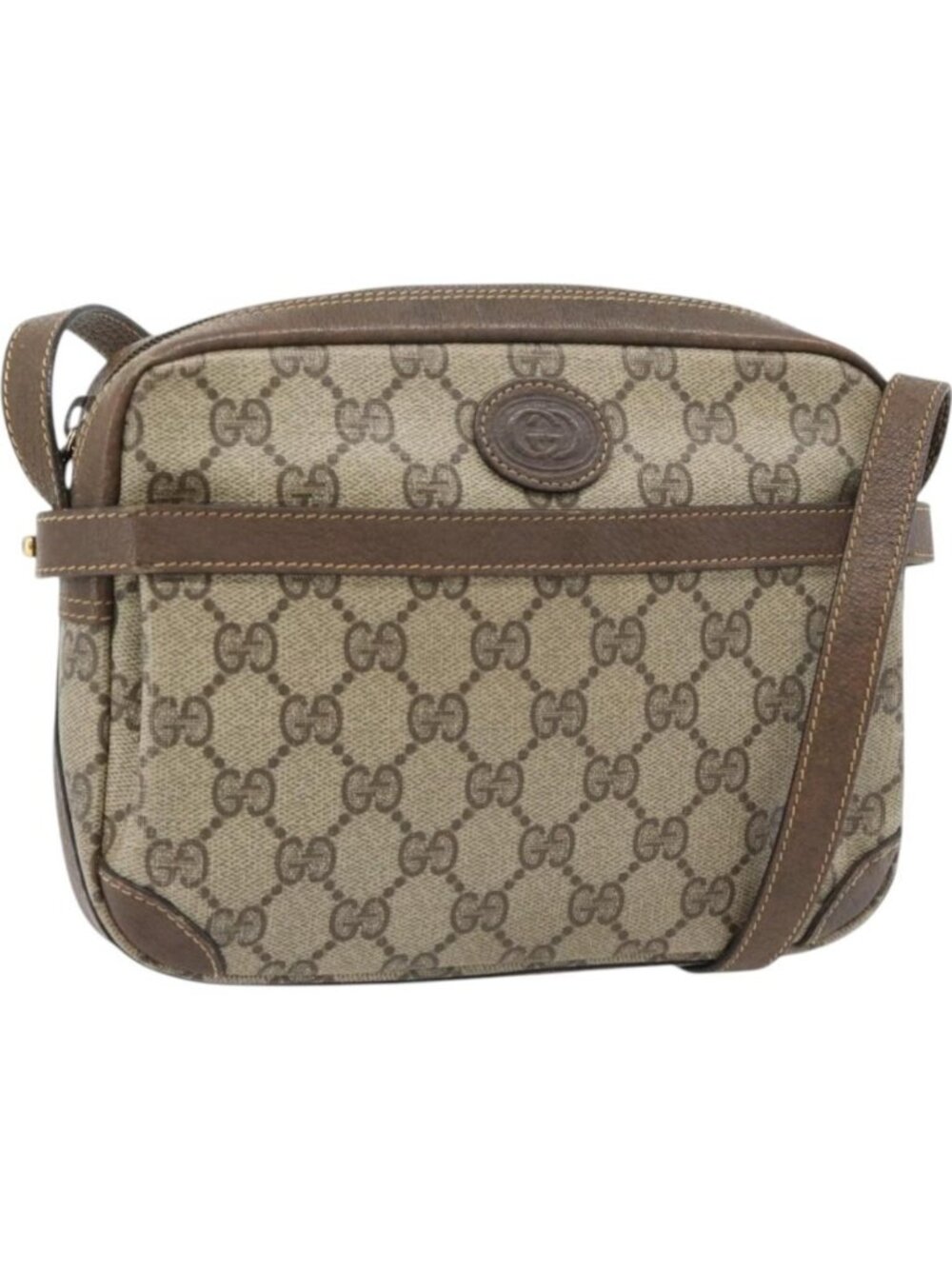 GUCCI GG Supreme Shoulder Bag PVC Beige Gold 007 90 0017